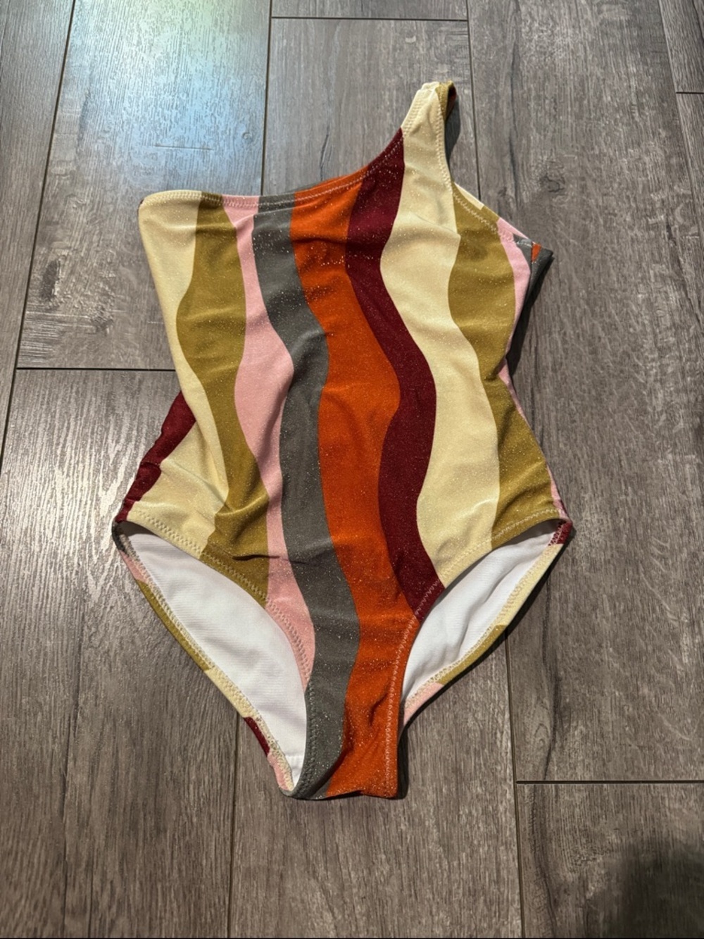 Zara girls metallic one shoulder swimsuit 9-10